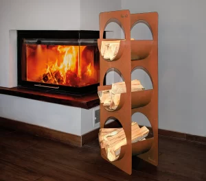 Caminetto con portalegna Corten ad oblo_08-02-24